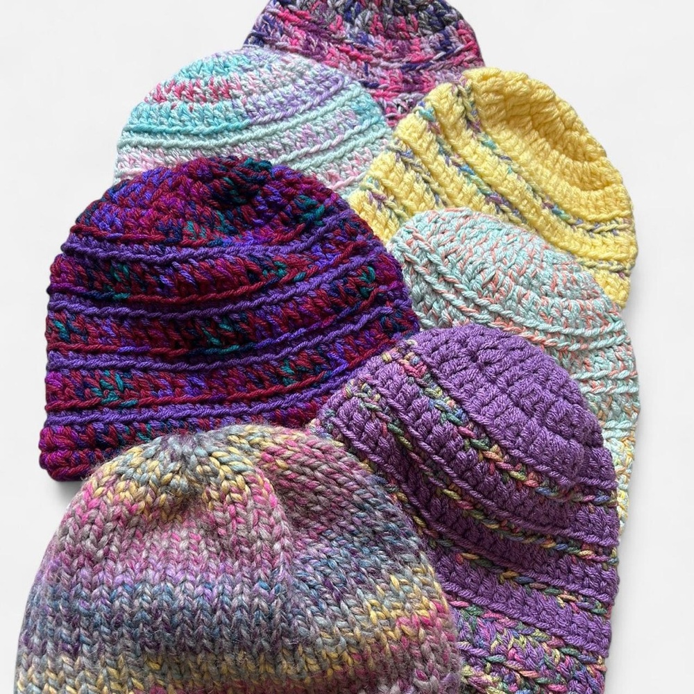 Hand-Knit Multicolor Beanie - Picture 2 of 2